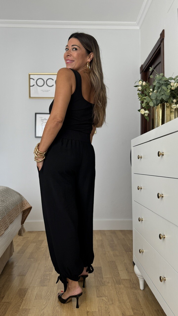 Pantalón Bombacho Lazada Negro - Imagen 6