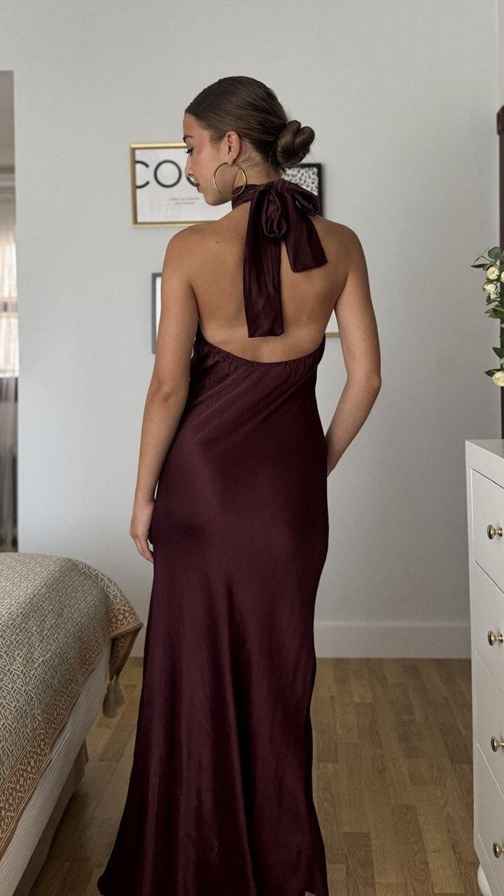 Vestido Satén Fiona Berenjena - Imagen 5