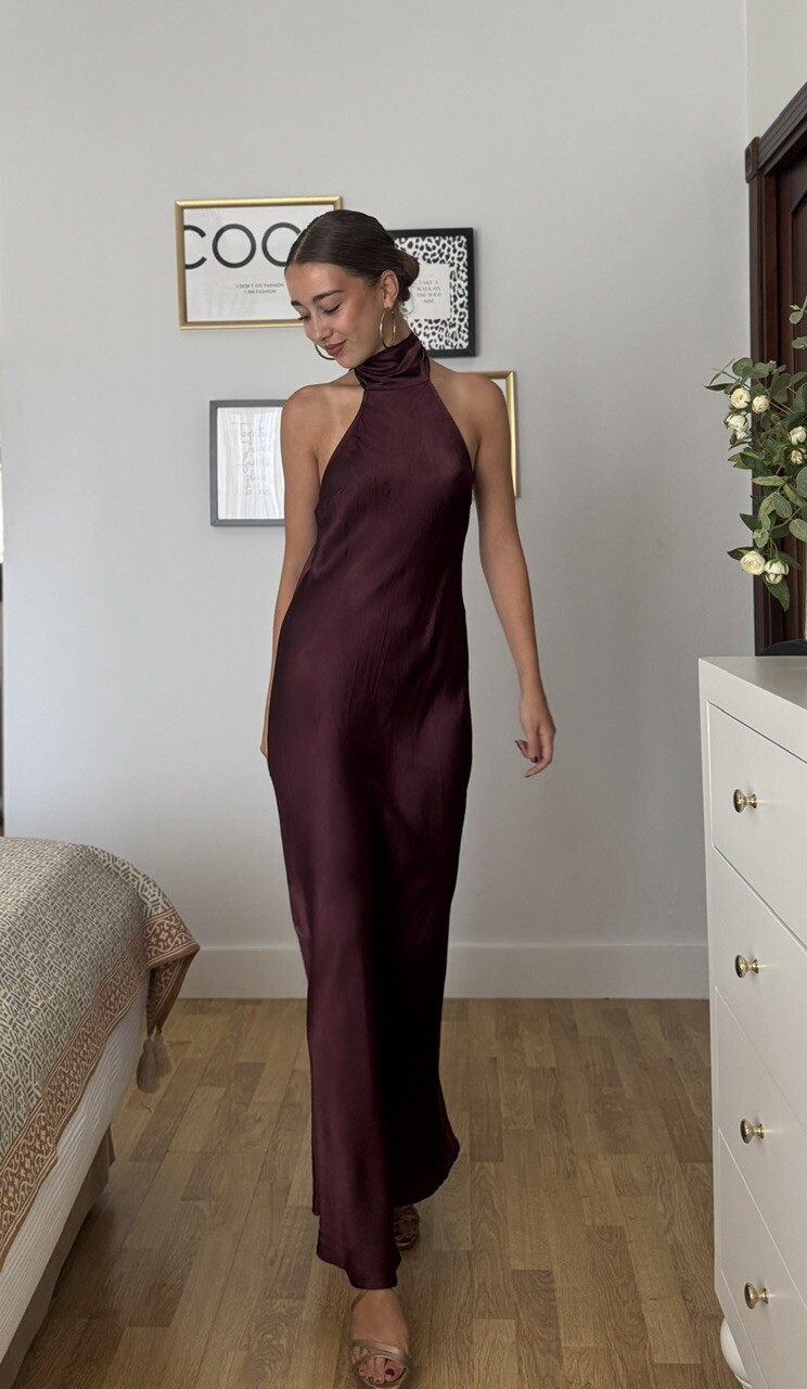 Vestido Satén Fiona Berenjena - Imagen 4