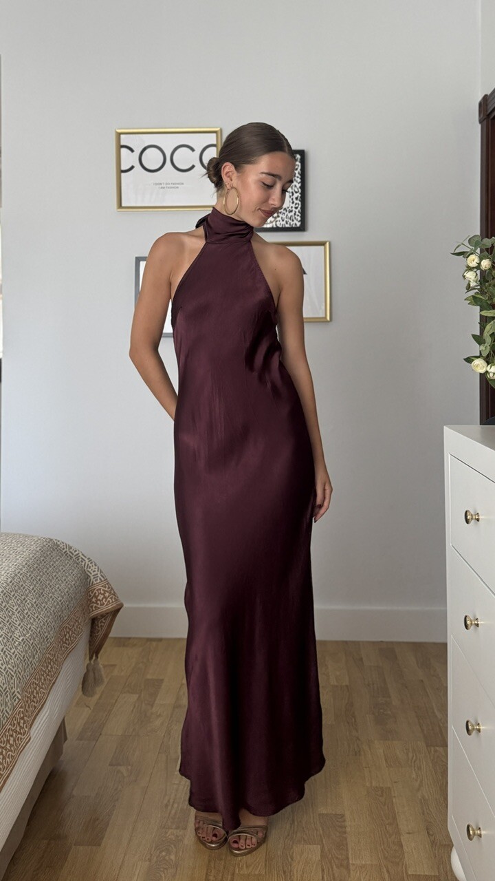 Vestido Satén Fiona Berenjena - Imagen 3