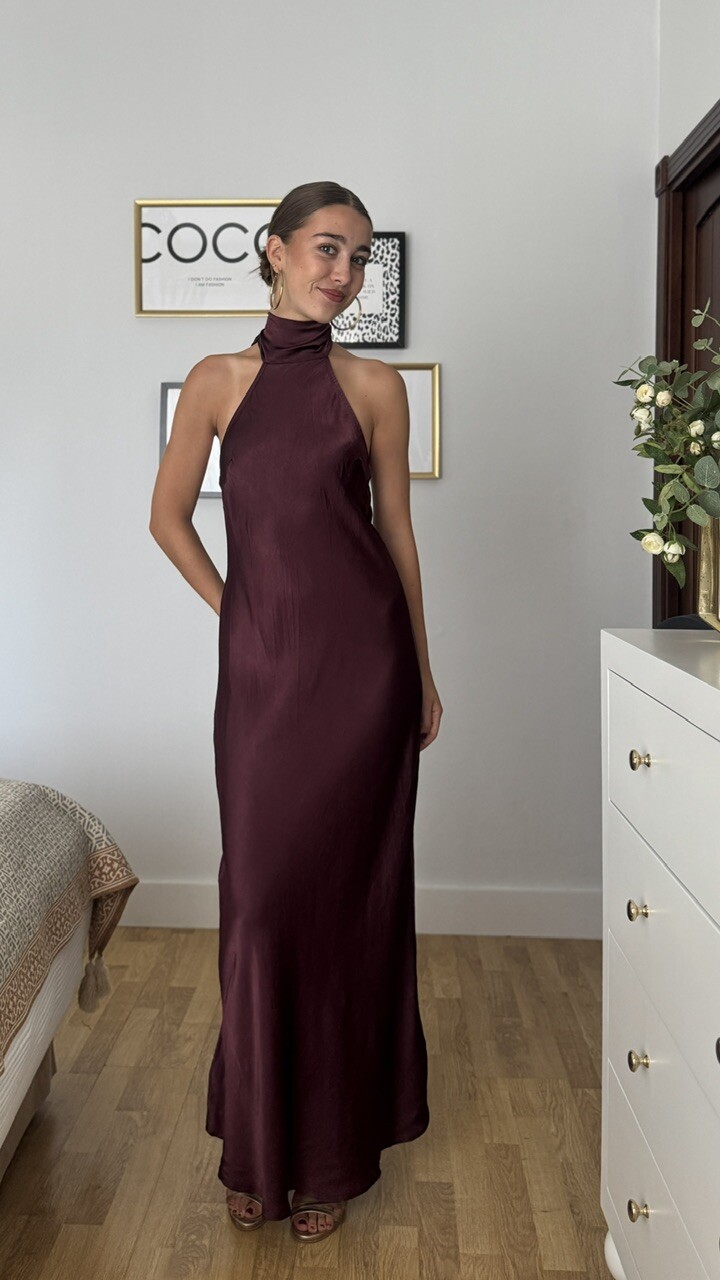 Vestido Satén Fiona Berenjena - Imagen 6