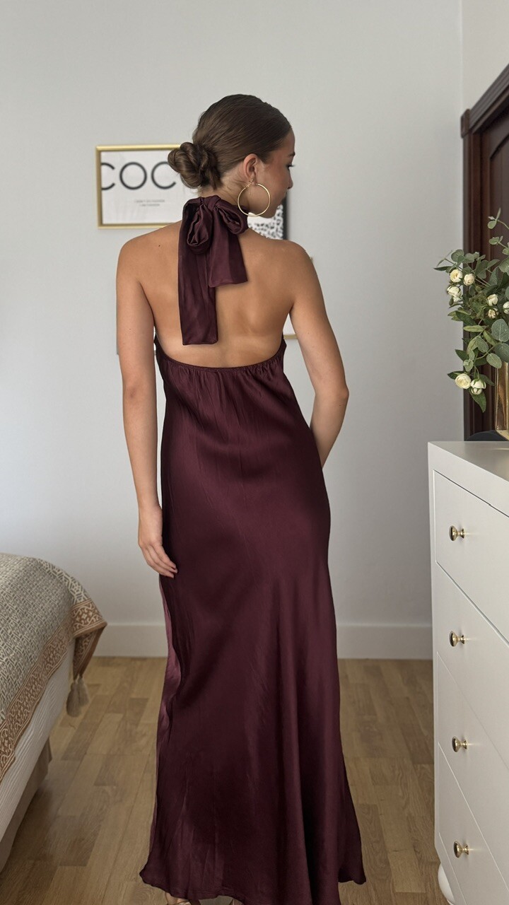 Vestido Satén Fiona Berenjena - Imagen 2