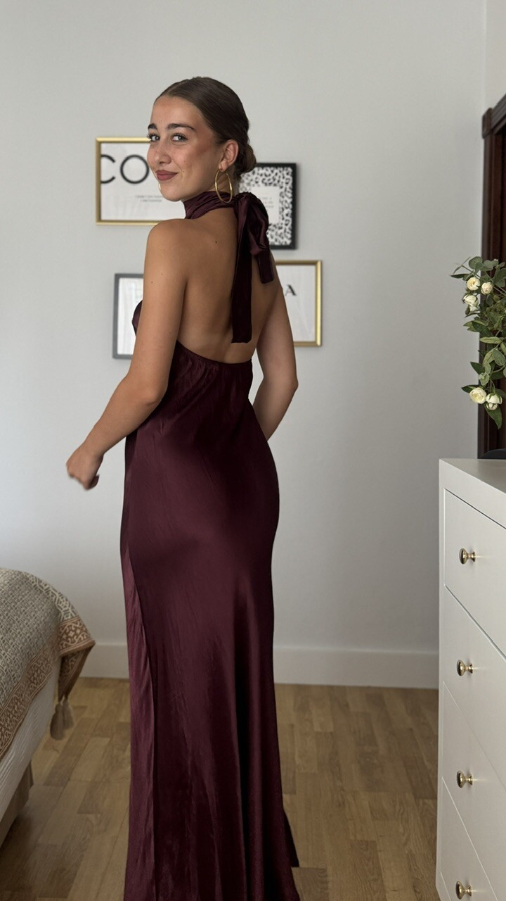 Vestido Satén Fiona Berenjena - Imagen 7