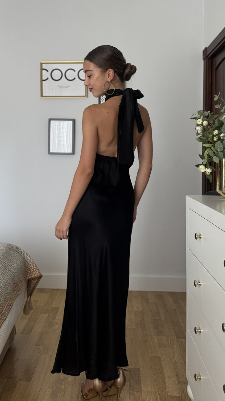 Vestido Satén Fiona Negro - Imagen 5
