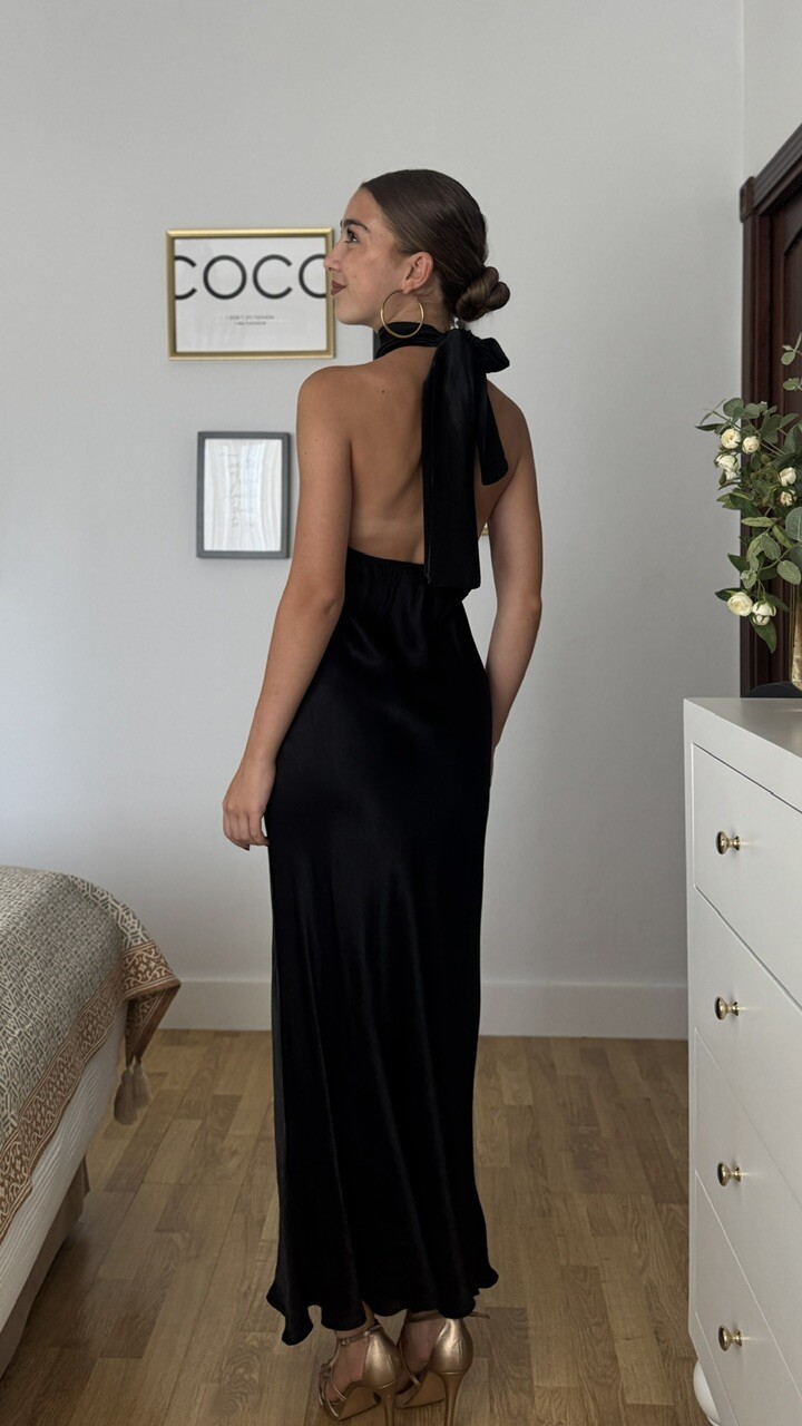 Vestido Satén Fiona Negro - Imagen 2