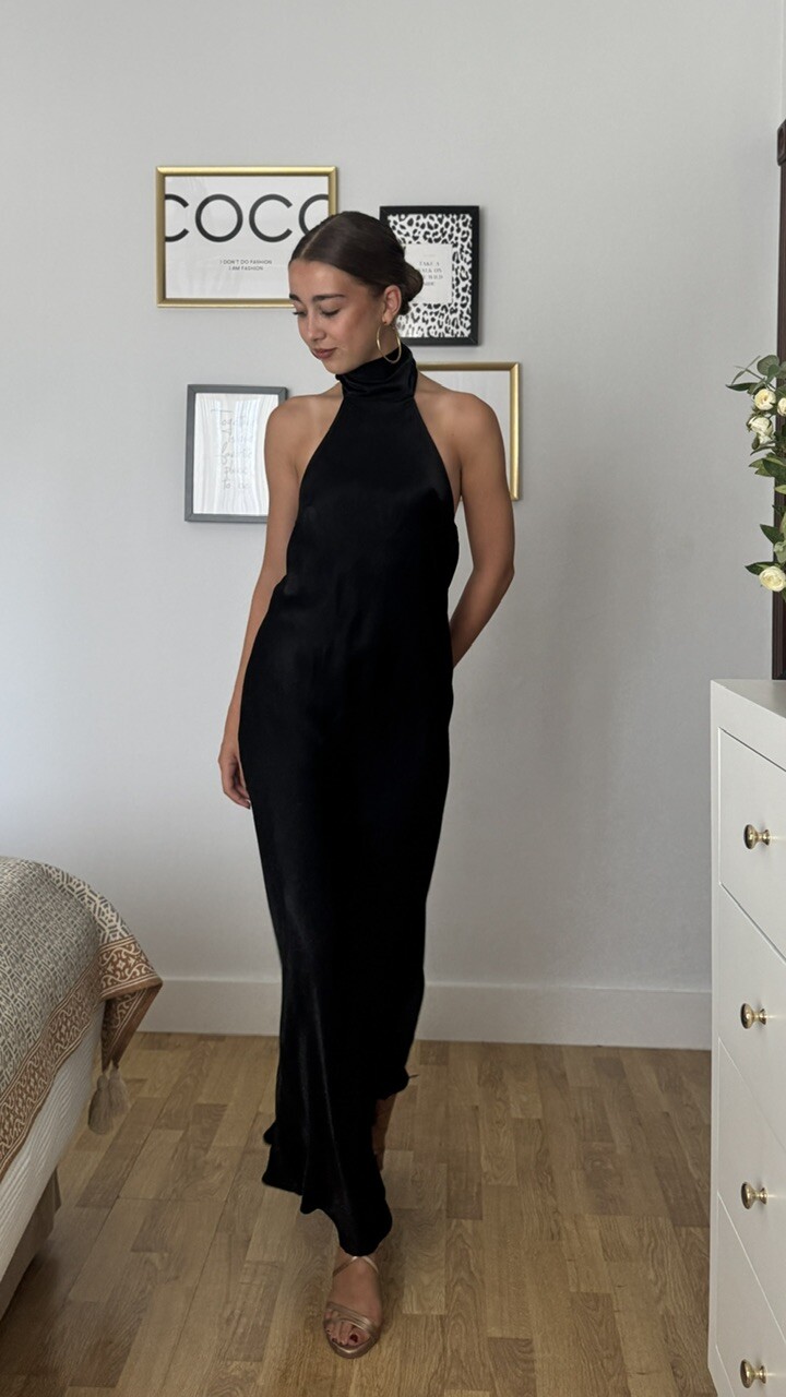 Vestido Satén Fiona Negro - Imagen 3