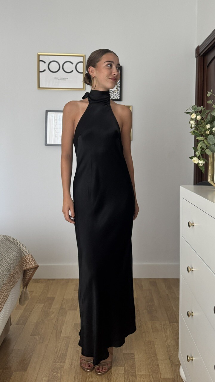 Vestido Satén Fiona Negro - Imagen 4