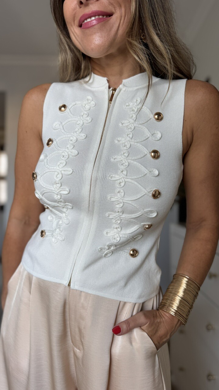 Top Punto Botonadura Blanco Roto - Imagen 2