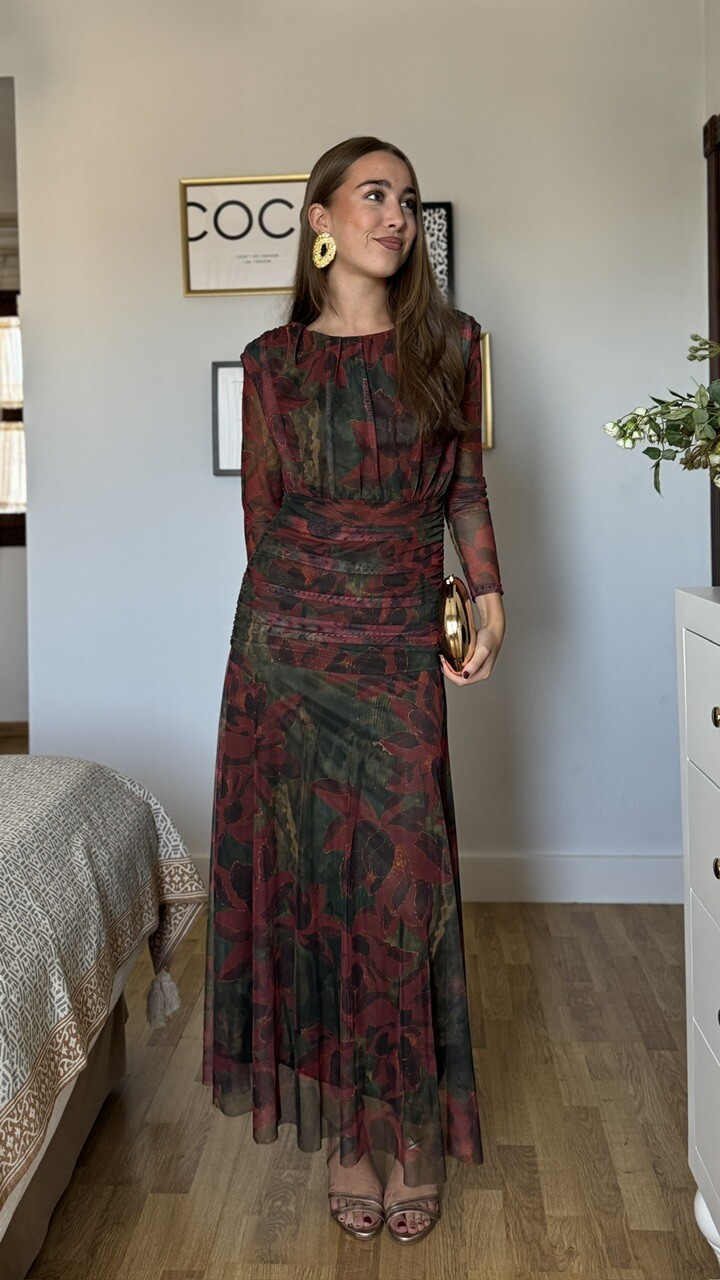 Vestido Tul Adela Hombreras Estampado - Imagen 9