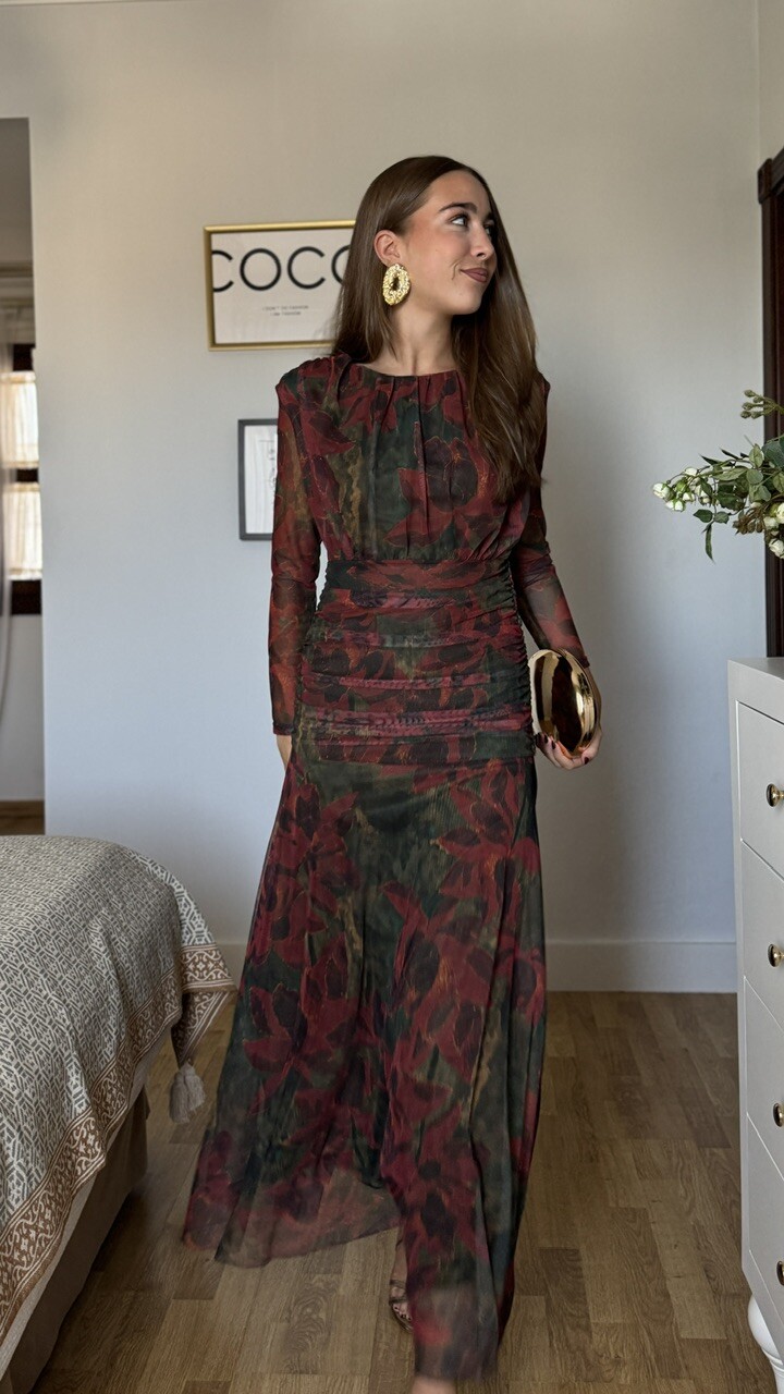Vestido Tul Adela Hombreras Estampado - Imagen 12