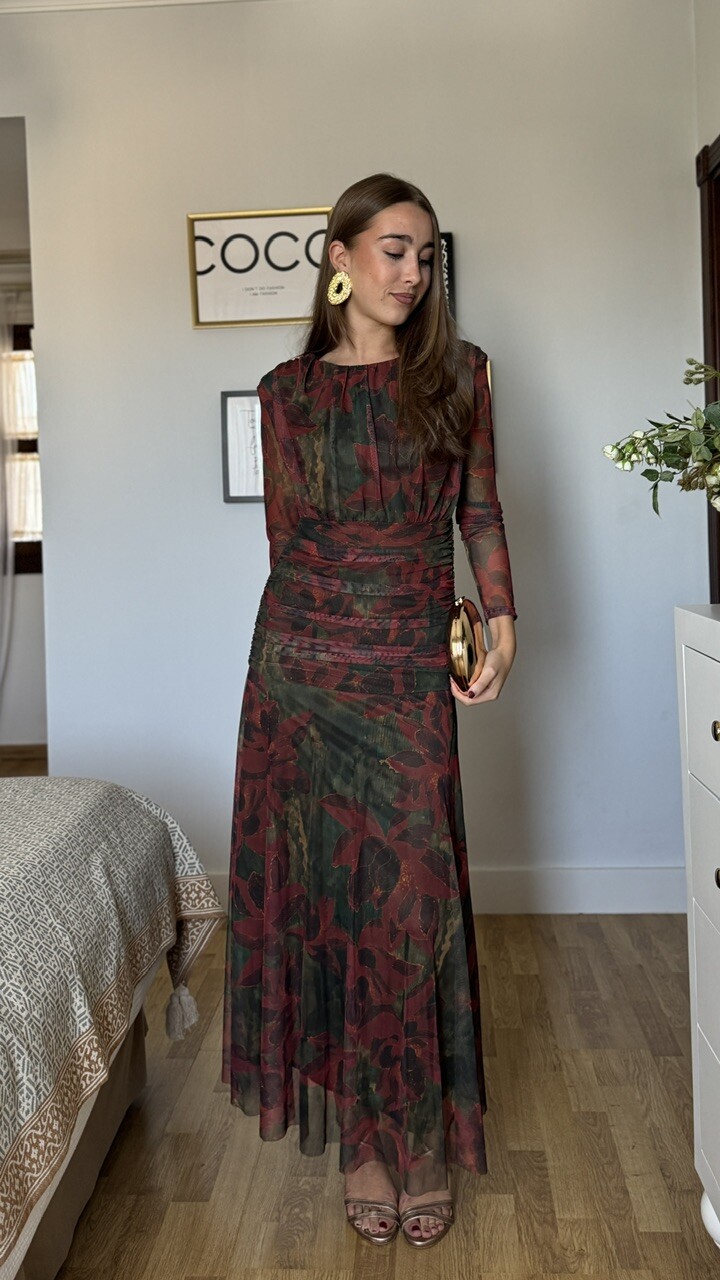 Vestido Tul Adela Hombreras Estampado - Imagen 7