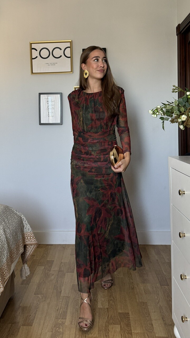 Vestido Tul Adela Hombreras Estampado - Imagen 11