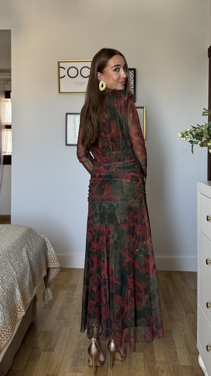 Vestido Tul Adela Hombreras Estampado - Imagen 4