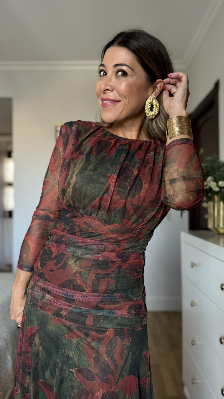 Vestido Tul Adela Hombreras Estampado - Imagen 6
