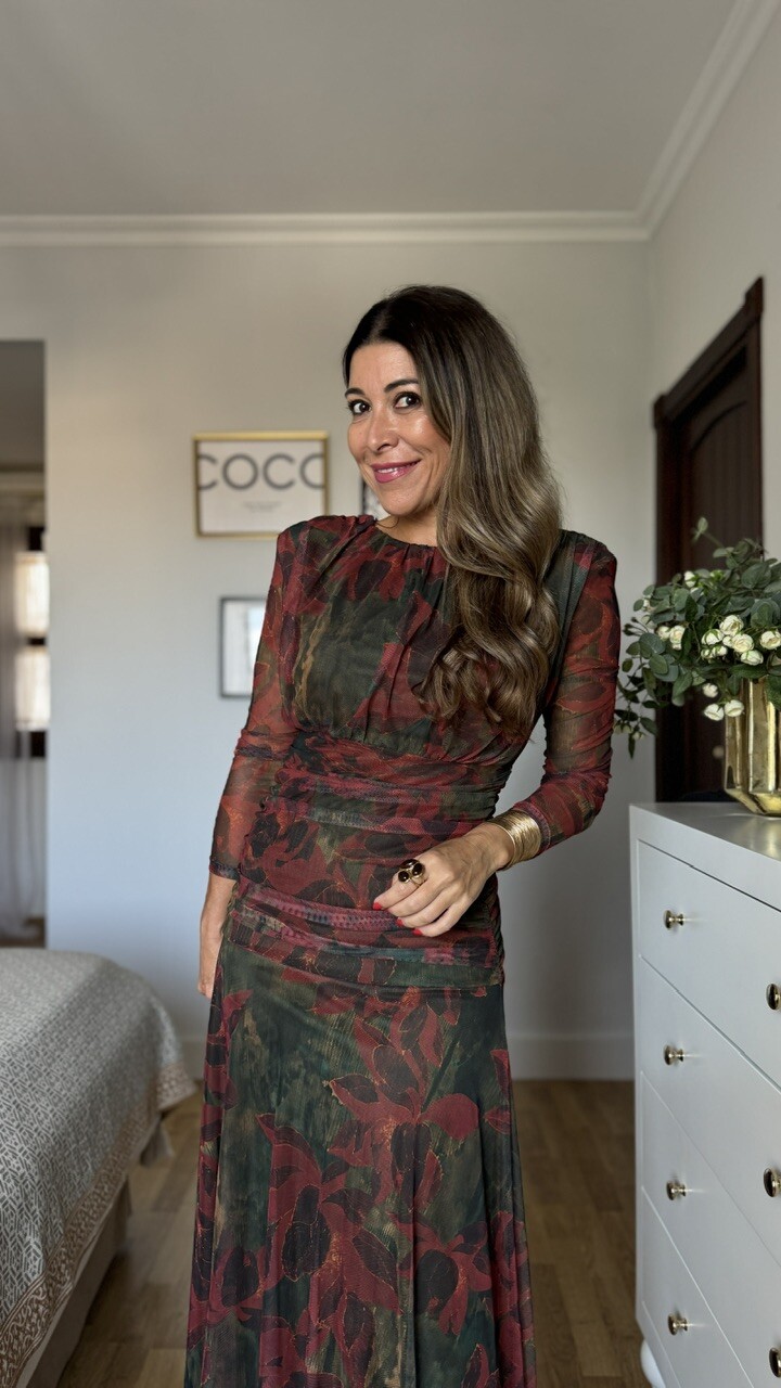Vestido Tul Adela Hombreras Estampado - Imagen 5