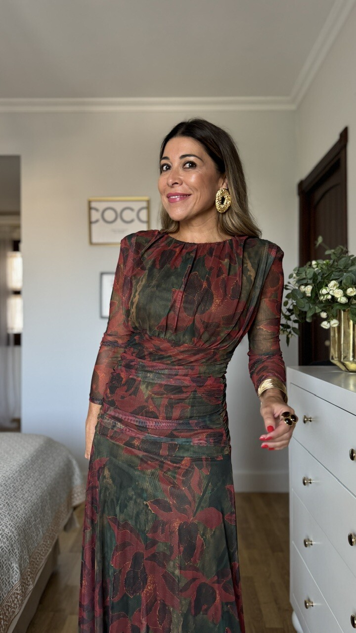 Vestido Tul Adela Hombreras Estampado - Imagen 3