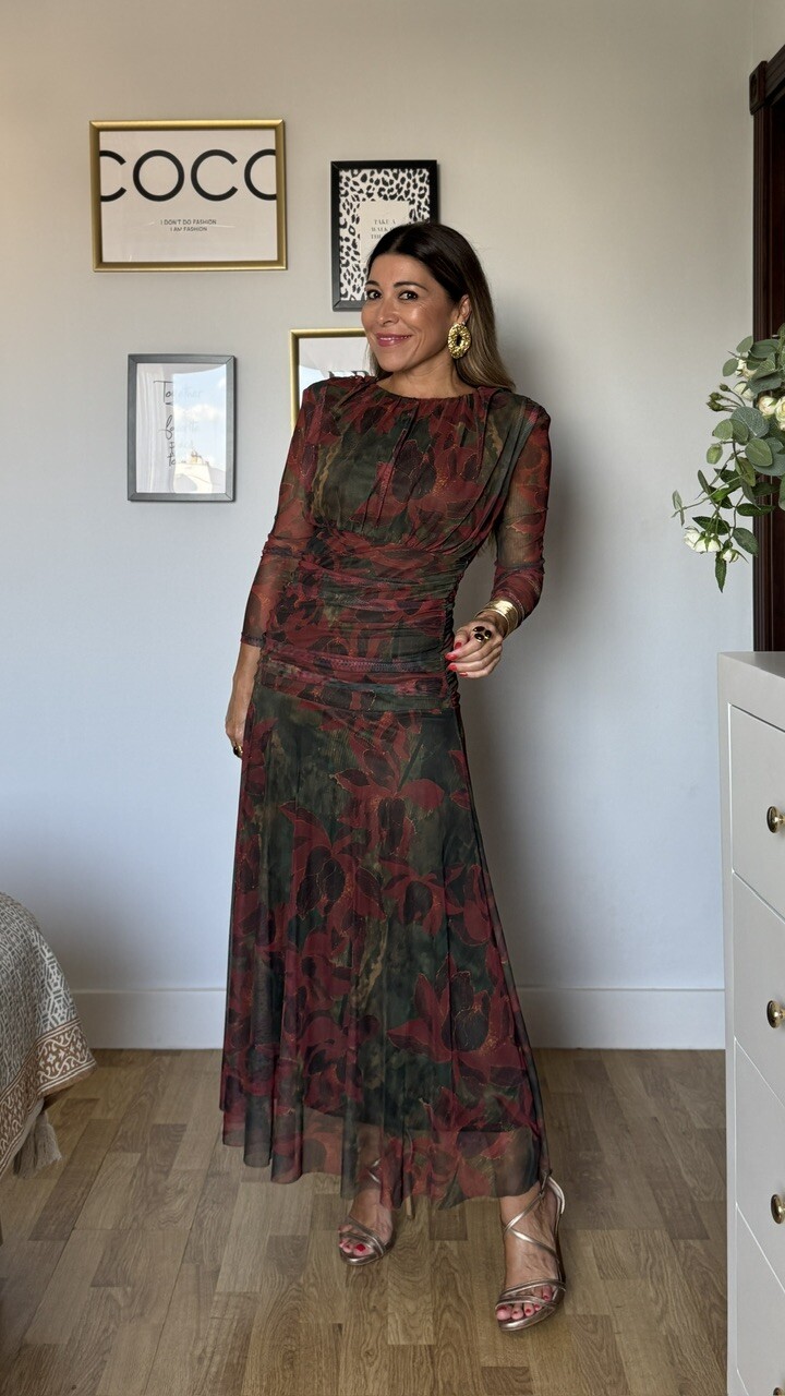 Vestido Tul Adela Hombreras Estampado - Imagen 10