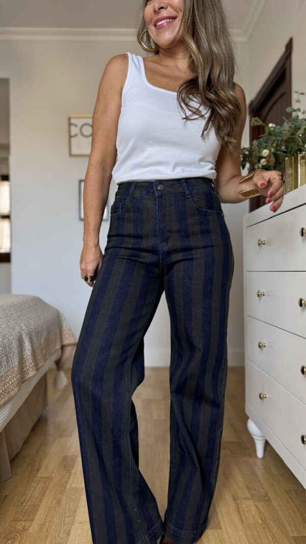 Jeans Rayas Verde Denim