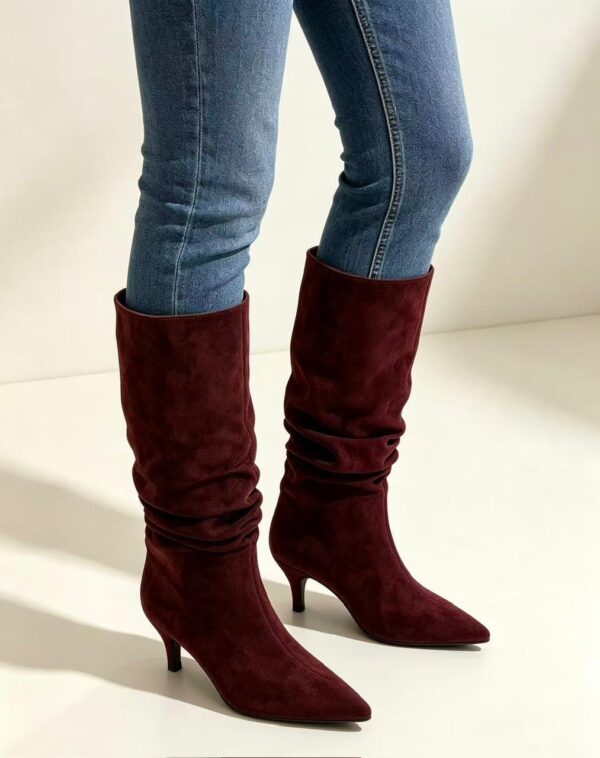 Botas Frunce Antelina Burdeos