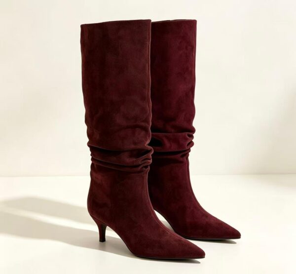Botas Frunce Antelina Burdeos