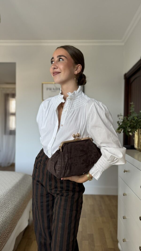 Camisa cuello frunce blanca