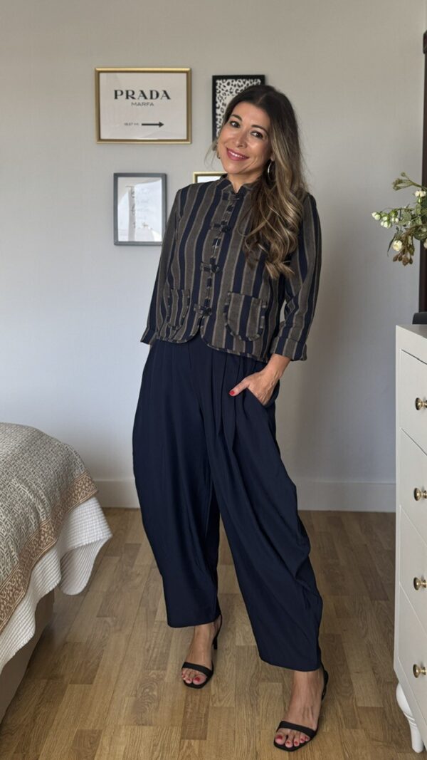 Pantalon allbon pliegues azul marino