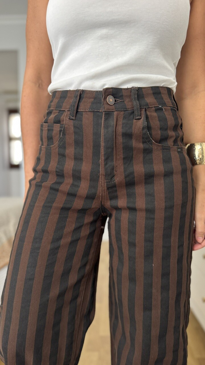 Jeans rayas marrón negro barrel - Imagen 15