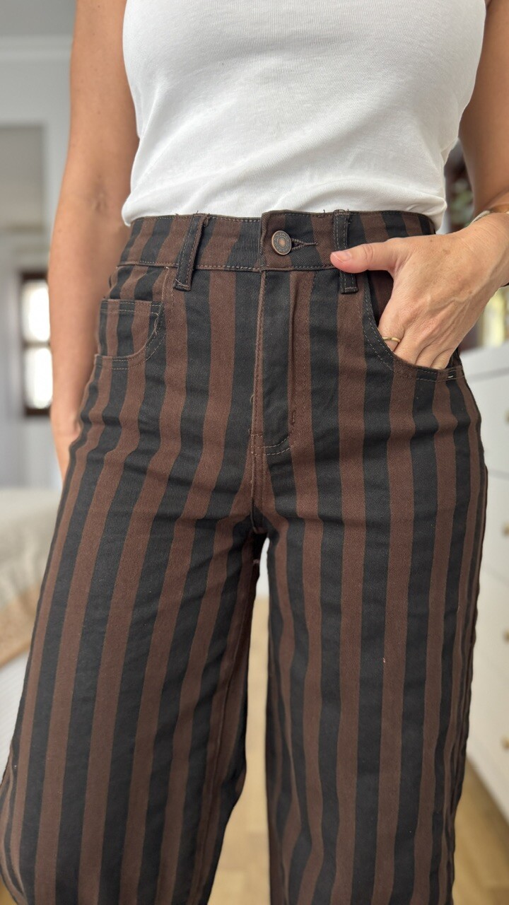 Jeans rayas marrón negro barrel - Imagen 16