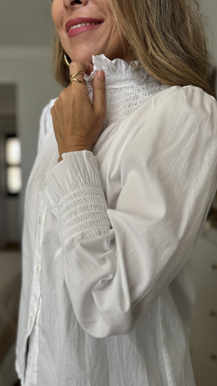Camisa cuello frunce blanca - Imagen 13
