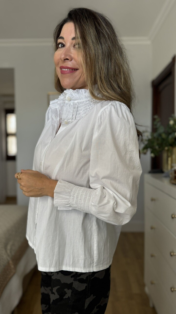 Camisa cuello frunce blanca - Imagen 14