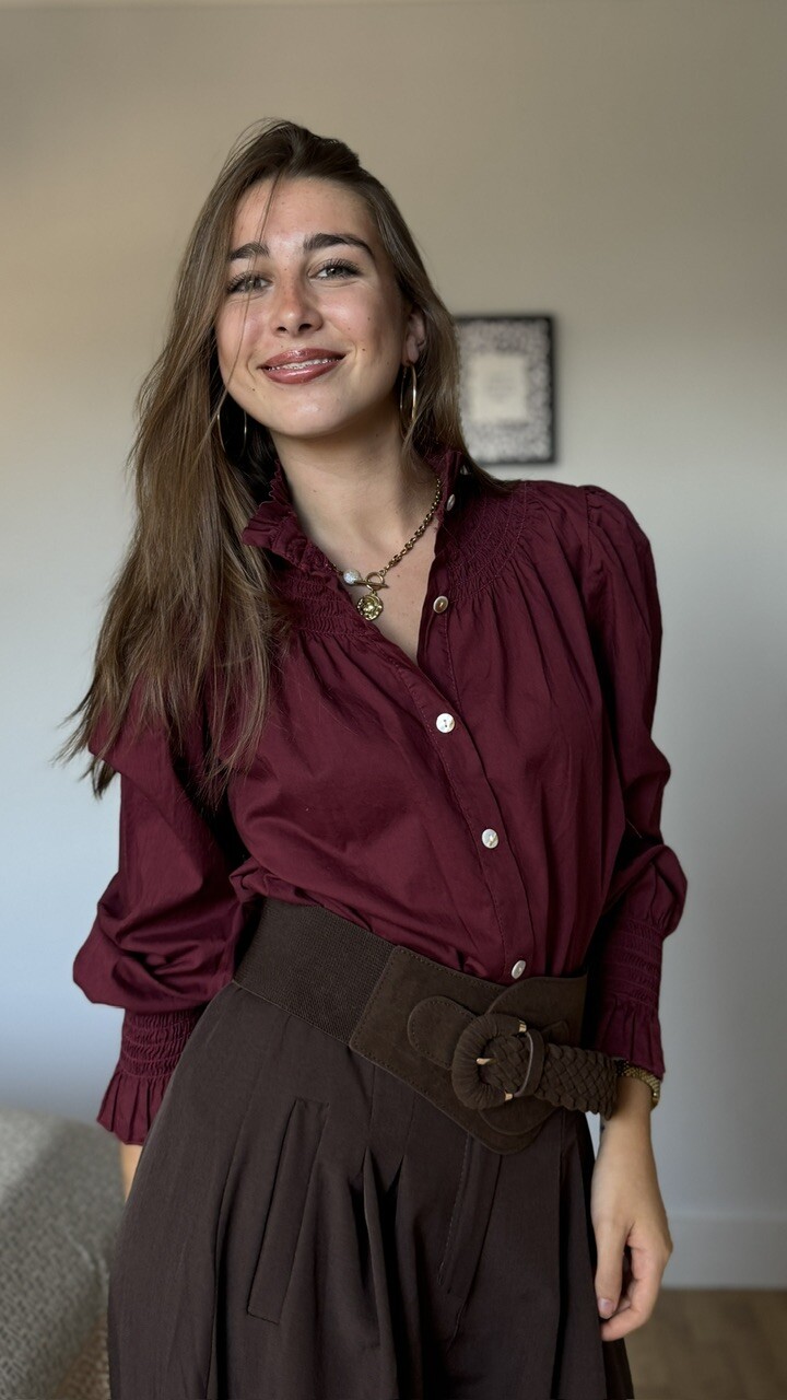 Camisa cuello frunce burdeos - Imagen 13