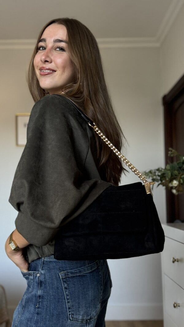 Bolso hombro antelina negro