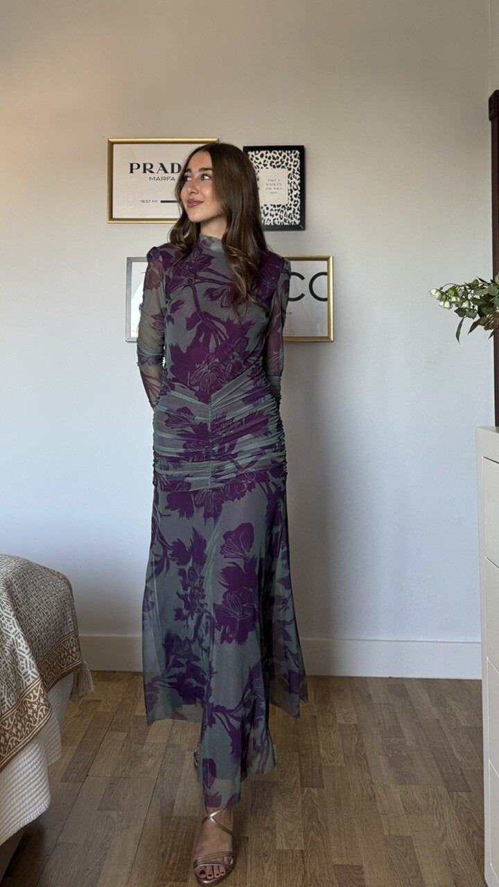 Vestido Invitada Tul Claret Verde Morado - Imagen 2