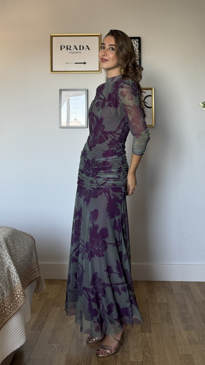 Vestido Invitada Tul Claret Verde Morado - Imagen 5