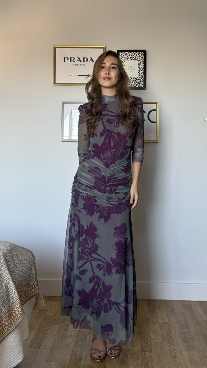 Vestido Invitada Tul Claret Verde Morado - Imagen 6