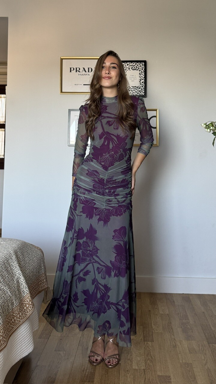 Vestido Invitada Tul Claret Verde Morado - Imagen 7