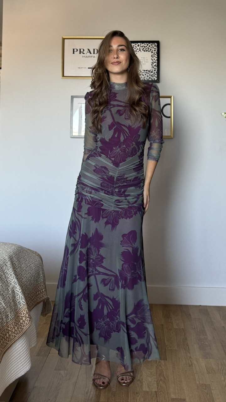 Vestido Invitada Tul Claret Verde Morado - Imagen 8