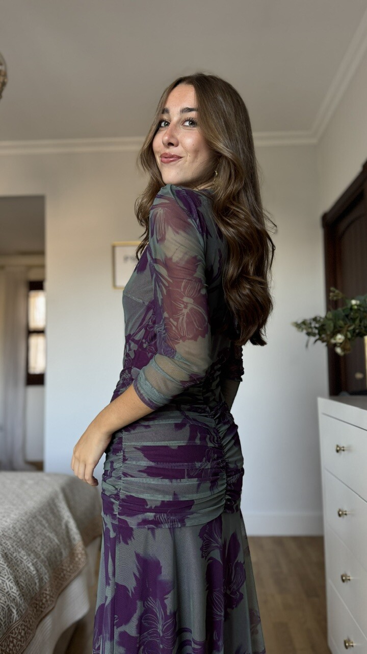 Vestido Invitada Tul Claret Verde Morado - Imagen 13