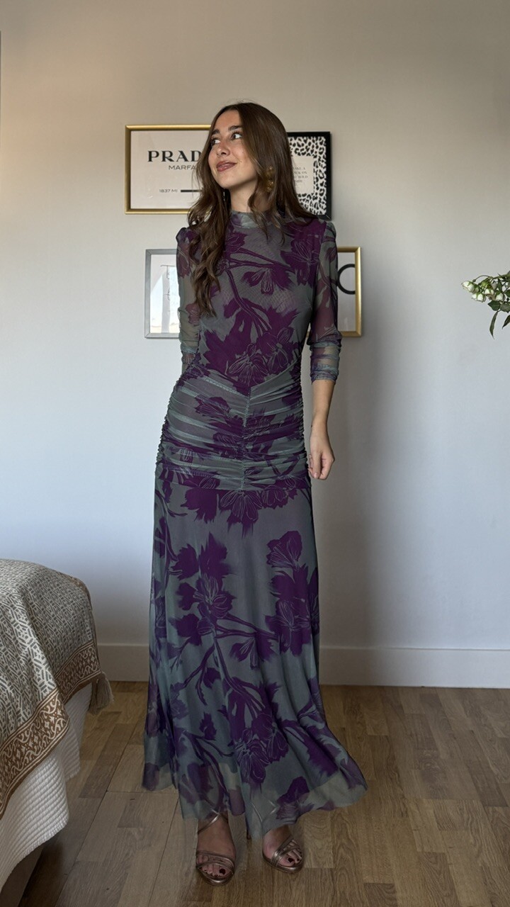 Vestido Invitada Tul Claret Verde Morado - Imagen 14