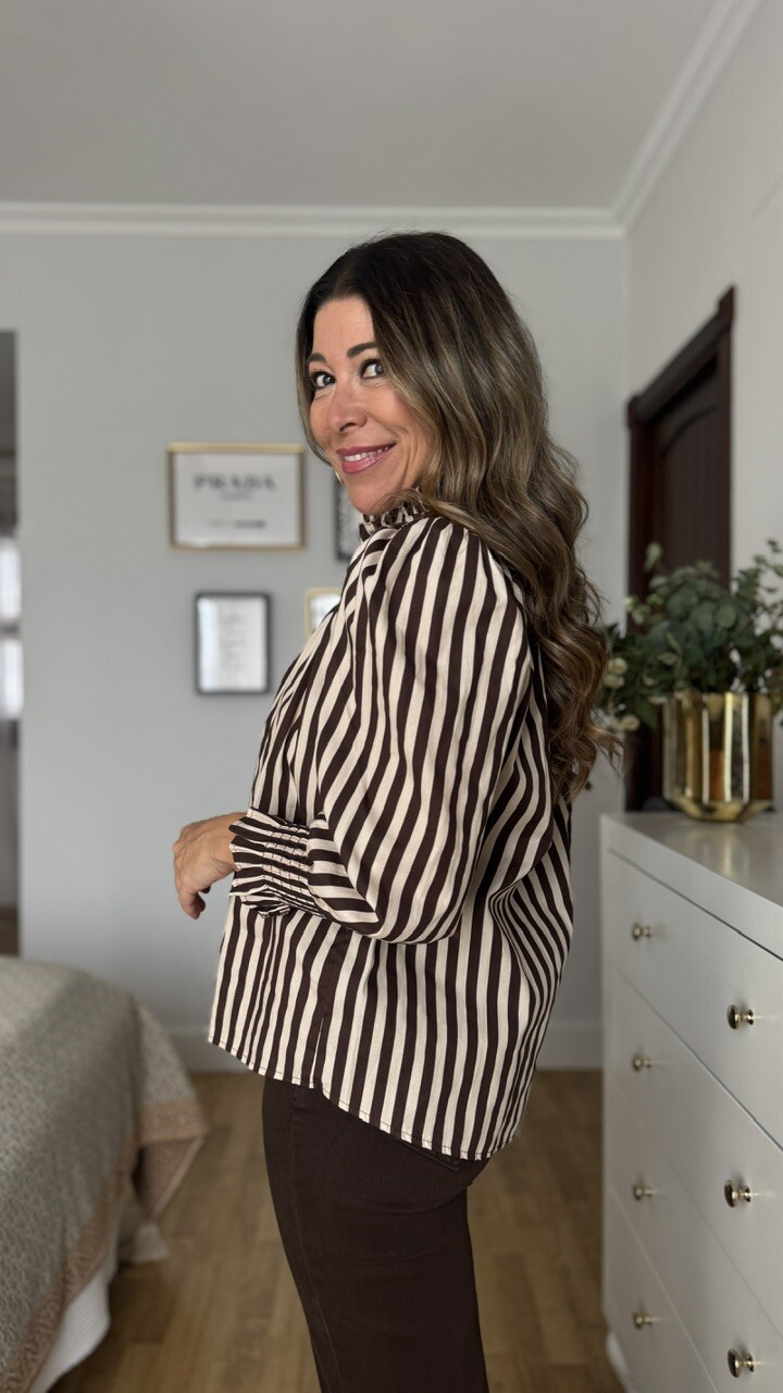 Blusa romántica rayas marrón - Imagen 12
