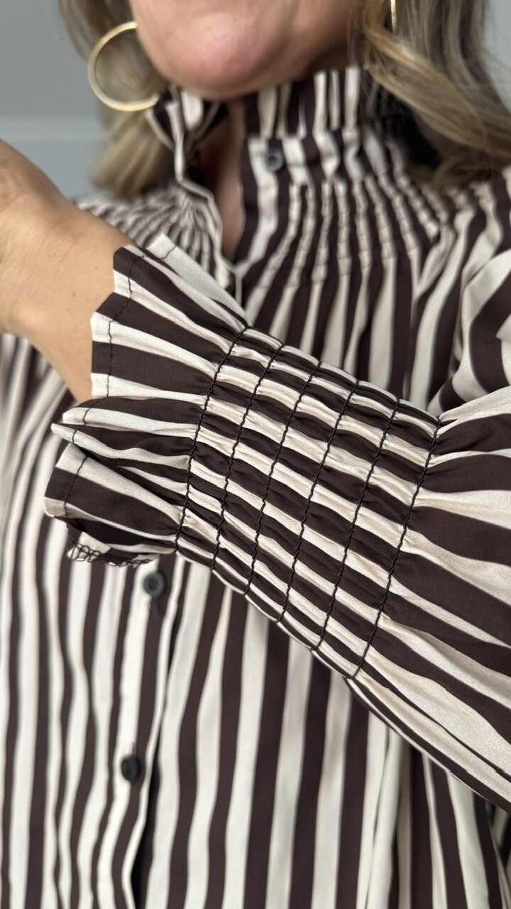 Blusa romántica rayas marrón - Imagen 11