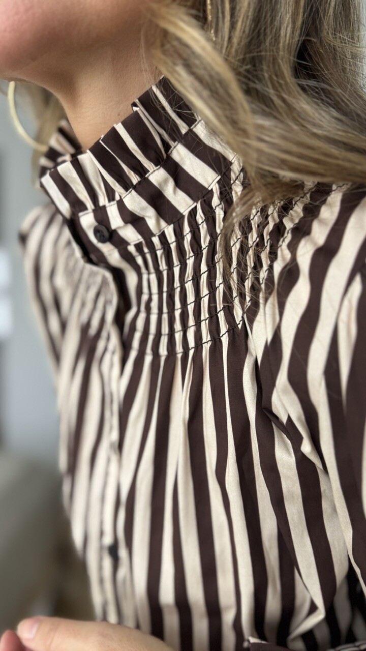 Blusa romántica rayas marrón - Imagen 10