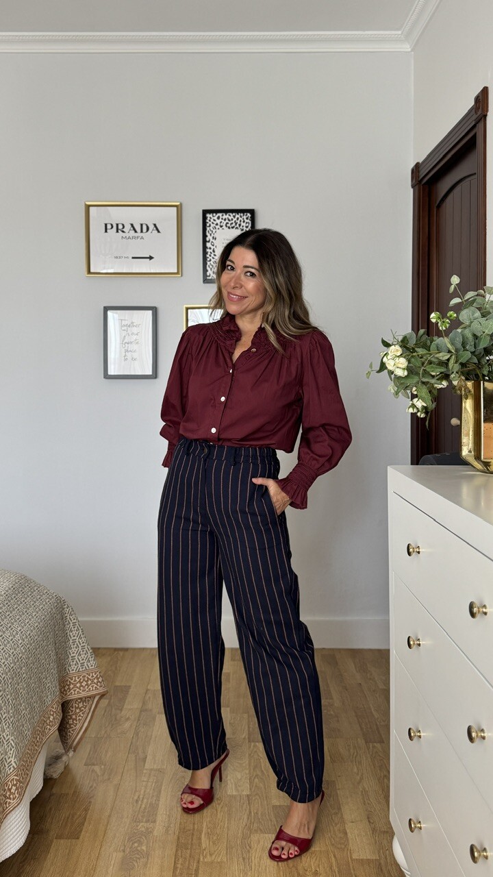 Pantalón Tomy azul rayas burdeos - Imagen 6