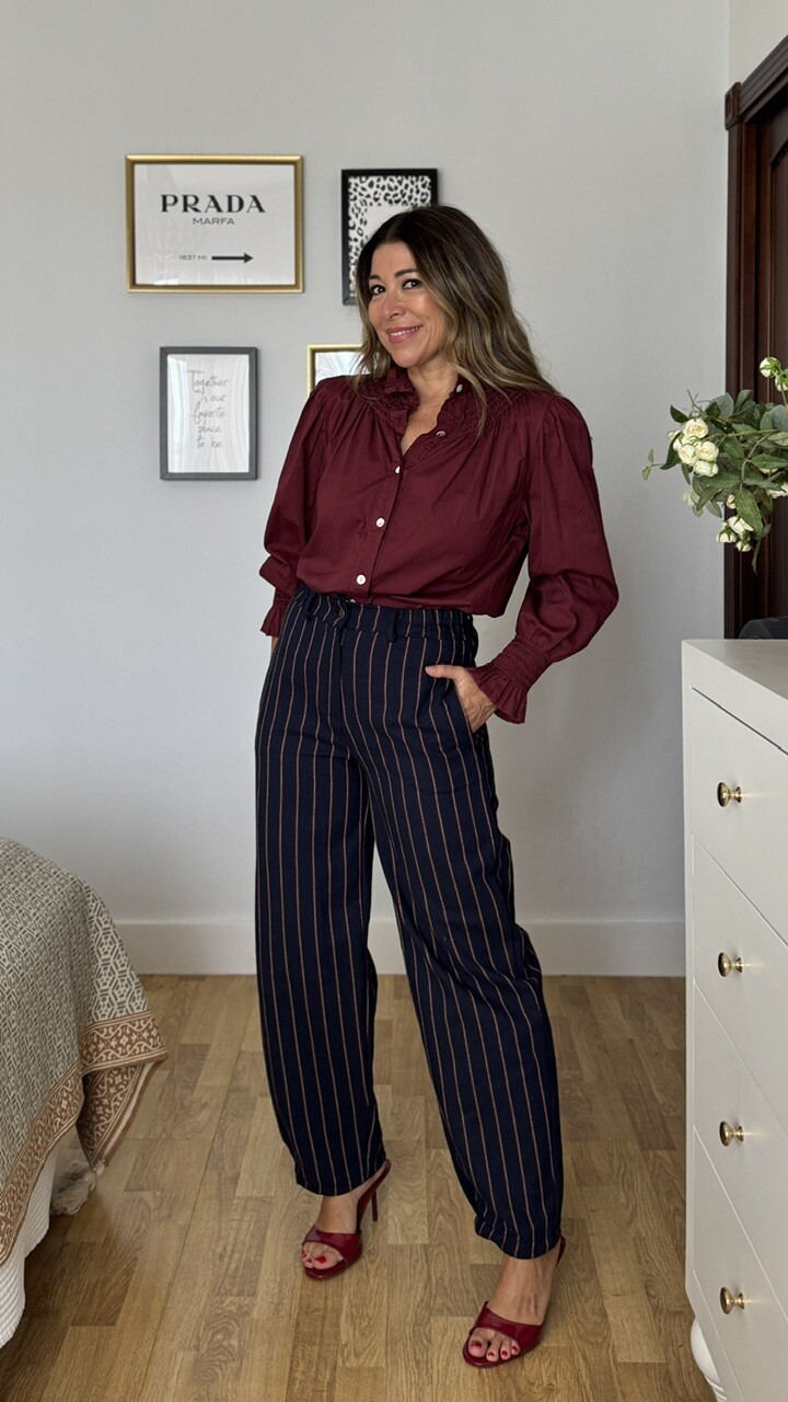 Pantalón Tomy azul rayas burdeos - Imagen 5
