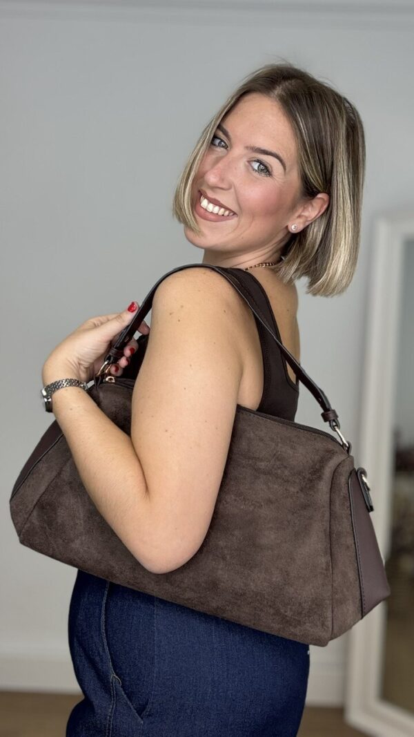 Bolso Tote Antelina Marrón Chocolate
