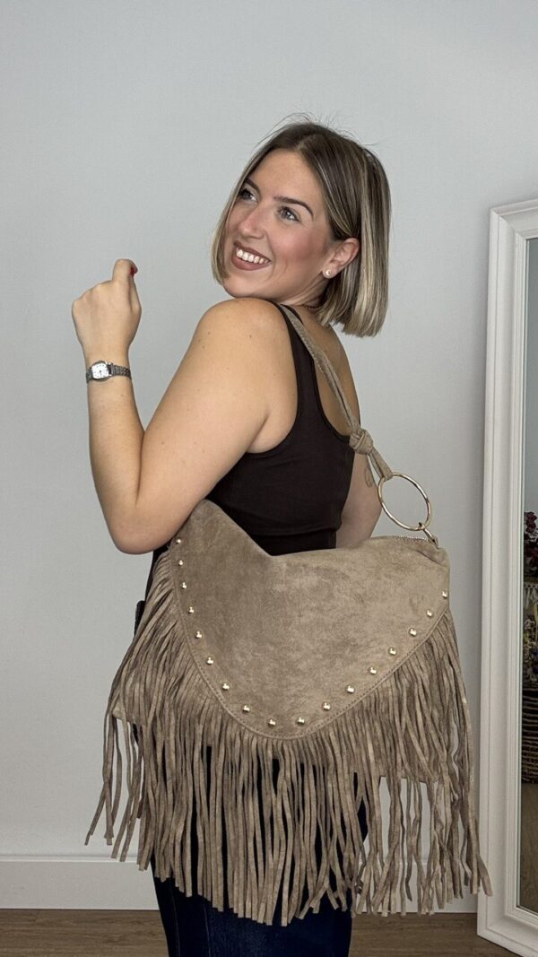 Bolso Antelina Flecos Tachuelas Topo