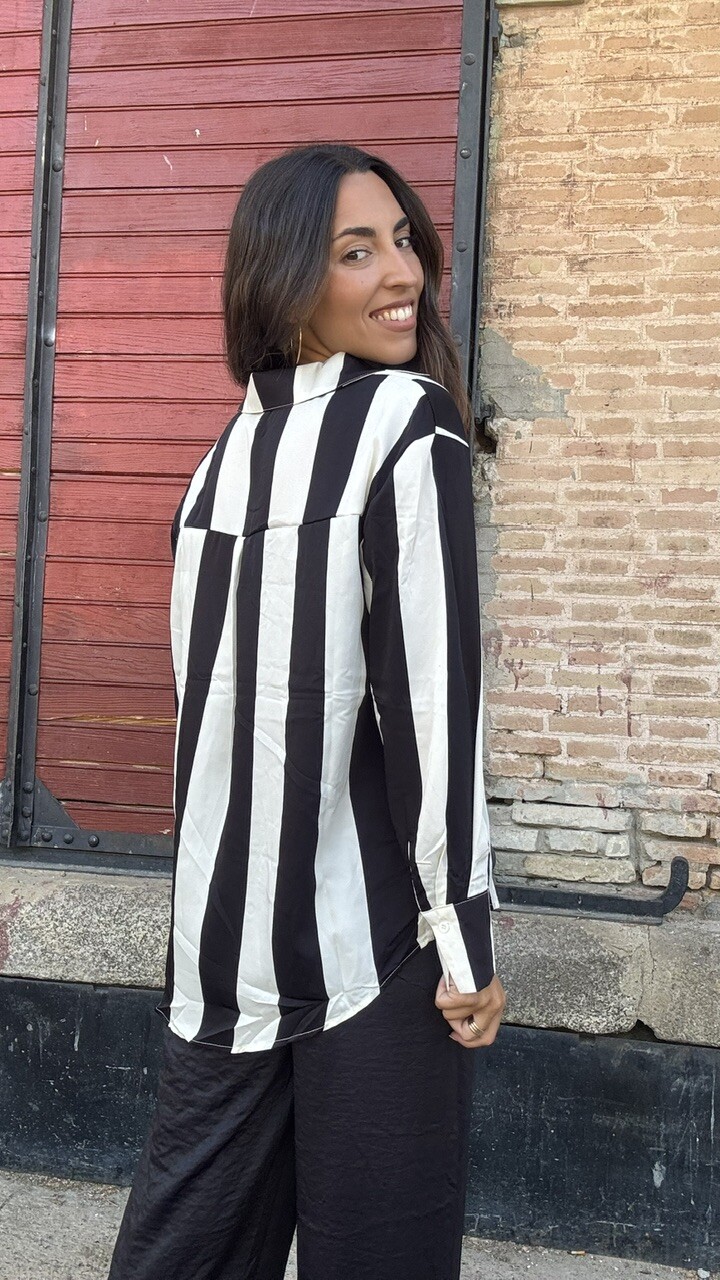 Camisa Rayas Blanco Negro - Imagen 7