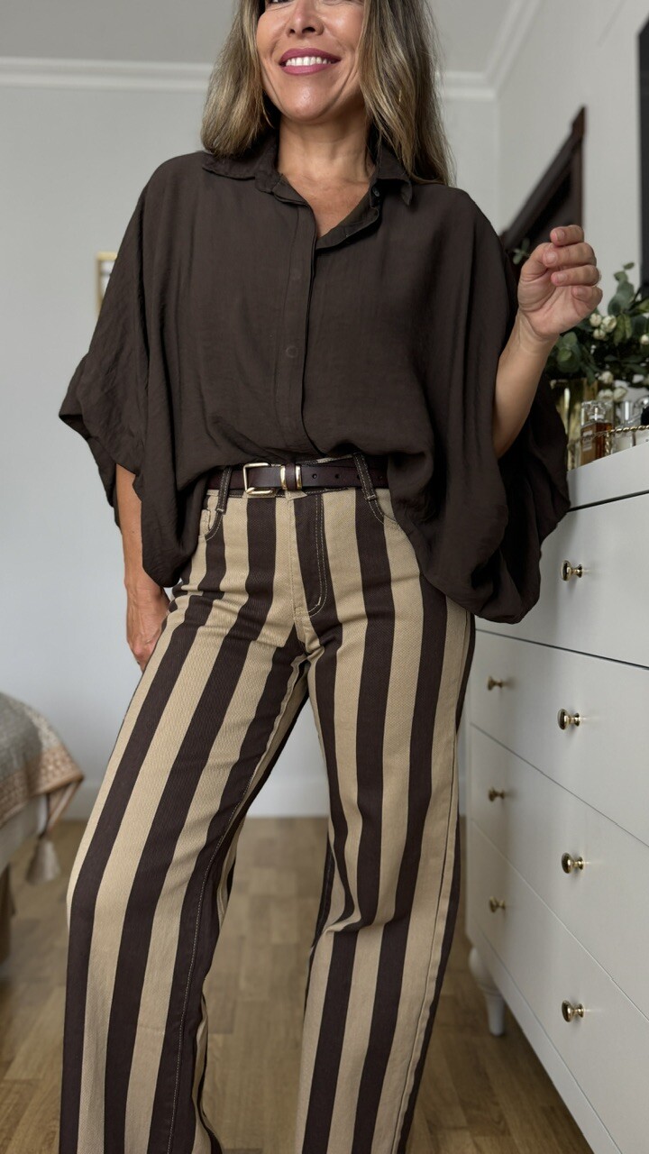 Jeans Rayas Camel Marrón - Imagen 8