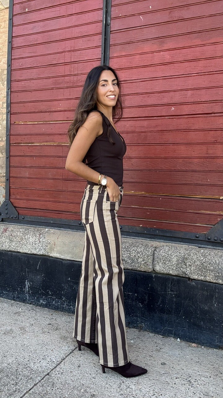 Jeans Rayas Camel Marrón - Imagen 17