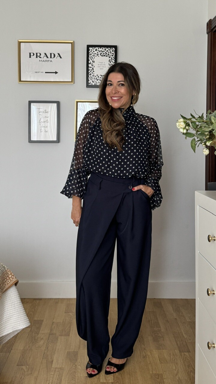 Pantalón Barrel Pinzas Azul Marino - Imagen 10